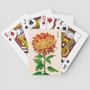  Japans Chrysanthemum. Geel en Oranje Pokerkaarten