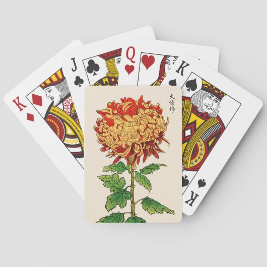  Japans Chrysanthemum. Geel en Oranje Pokerkaarten (Achterkant)
