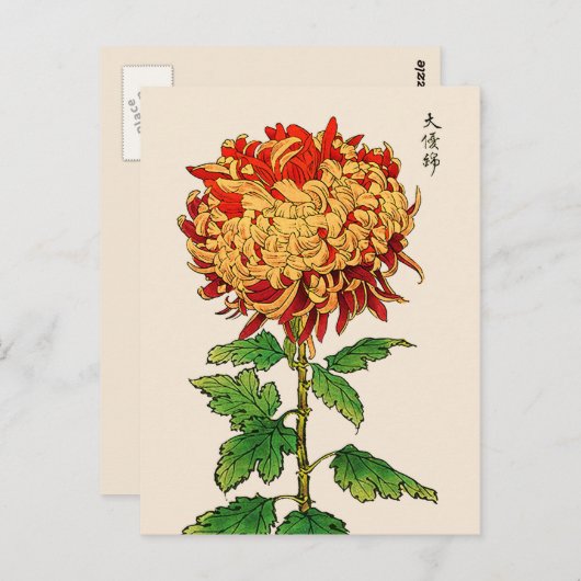 Japans Chrysanthemum. Goud en Sinaasappel Briefkaart (Voorkant / Achterkant)