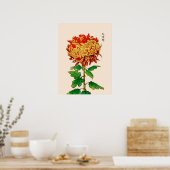  Japans Chrysanthemum. Goud en Sinaasappel Poster (Keuken)