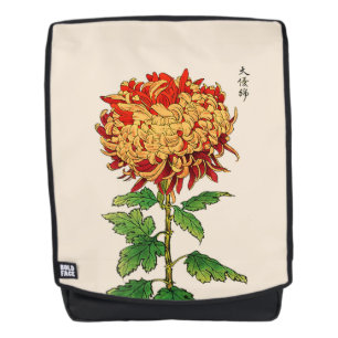 Japans Chrysanthemum. Goud en Sinaasappel Rugtassen