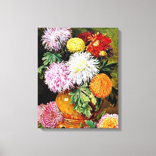 Japans Chrysanthemum, kunstschilderij Canvas Afdruk (Voorkant)