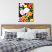 Japans Chrysanthemum, kunstschilderij Canvas Afdruk (Insitu (Slaapkamer))