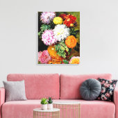 Japans Chrysanthemum, kunstschilderij Canvas Afdruk (Insitu (Woonkamer))