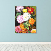 Japans Chrysanthemum, kunstschilderij Canvas Afdruk (Insitu (Houten vloer))