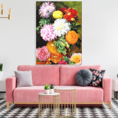 Japans Chrysanthemum, kunstschilderij Canvas Afdruk (Insitu (Woonkamer))