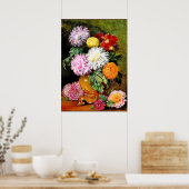 Japans Chrysanthemum, kunstschilderij Poster (Keuken)