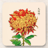  Japans Chrysanthemum. Mustard Gold Bier Onderzetter (Voorkant)