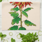 Japans Chrysanthemum. Mustard Gold Theedoek (Gevouwen)