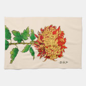 Japans Chrysanthemum. Mustard Gold Theedoek (Horizontaal)