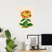 Japans Chrysanthemum. Mustard Yellow Poster (Thuiskantoor)