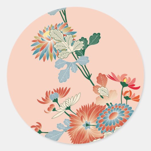 Japans Chrysanthemum Ronde Sticker (Voorkant)