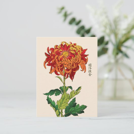 Japans Chrysanthemum. Rust en Sinaasappel Briefkaart (Staand voorkant)