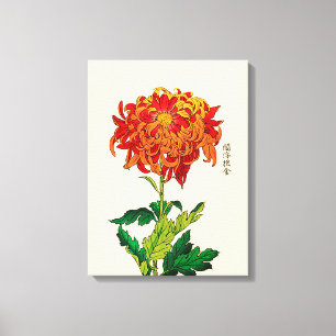 Japans Chrysanthemum. Rust en Sinaasappel Canvas Afdruk