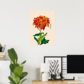 Japans Chrysanthemum. Rust en Sinaasappel Poster (Thuiskantoor)
