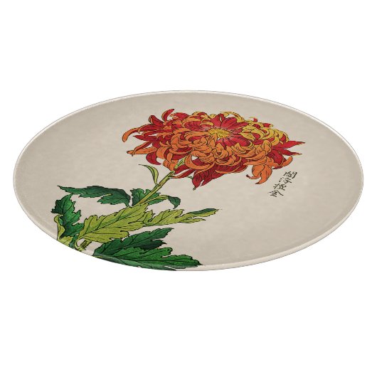 Japans Chrysanthemum. Rust en Sinaasappel Snijplank (Hoek)