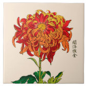 Japans Chrysanthemum. Rust en Sinaasappel Tegeltje (Voorkant)