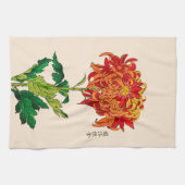 Japans Chrysanthemum. Rust en Sinaasappel Theedoek (Horizontaal)