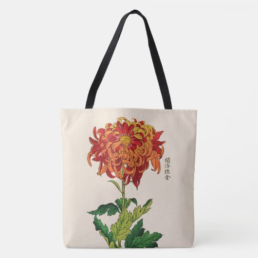  Japans Chrysanthemum. Rust en Sinaasappel Tote Bag (Voorkant)