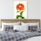  Japans Chrysanthemum. Sinaasappel en goud Canvas Afdruk (Insitu (Slaapkamer))