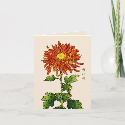 Japans Chrysanthemum. Sinaasappel en goud Kaart (Voorkant)