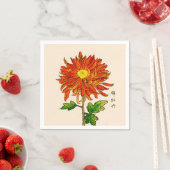  Japans Chrysanthemum. Sinaasappel en goud Servetten (Insitu)