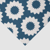 Japans cirkelbloemontwerp in blauw en wit tissuepapier (Detail)