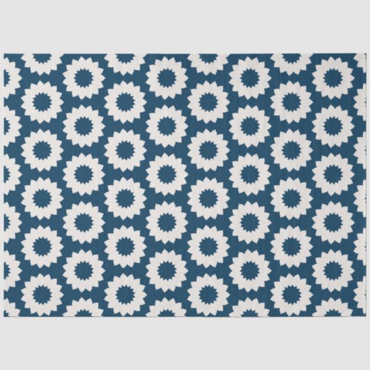 Japans cirkelbloemontwerp in blauw en wit tissuepapier (Voorkant)
