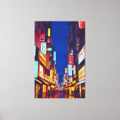 Japans City Street 's nachts Canvas Afdruk (Voorkant)