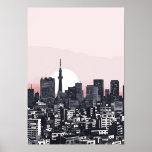 Japans Cityscape Poster 90s Pop Art Prin