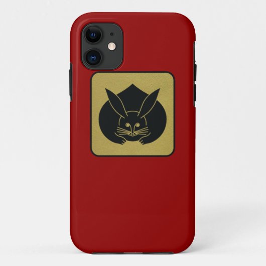 Japans Clan Kamon Rood Laquer en Goud Konijn Case-Mate iPhone Case (Achterkant)