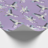 Japans Crane Kimono Art Paars Cadeaupapier (Hoek)