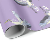 Japans Crane Kimono Art Paars Cadeaupapier (Rol Hoek)