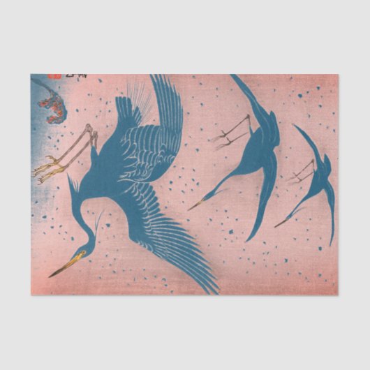 JAPANS CRANE Tissue Paper BLUE AND PINK Tissuepapier (Voorkant)