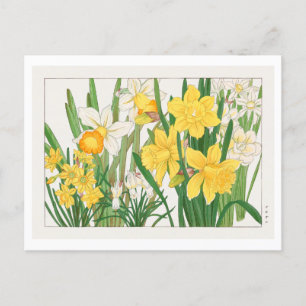  japans daffodil houtblok print briefkaart