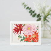 Japans Dahlia Woodblock Print Briefkaart (Staand voorkant)