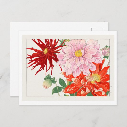  Japans Dahlia Woodblock Print Briefkaart (Voorkant / Achterkant)