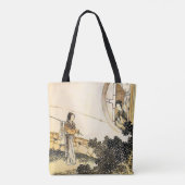 Japans dame bij maanraam  print tote bag (Achterkant)