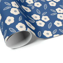 Japans Dark Blue en Champagne Floral Pattern