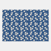 Japans Dark Blue en Champagne Floral Pattern Inpakpapier Vel (Voorkant 3)