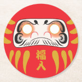 Japans daruma (geen ogen) ronde kartonnen onderzetter (Voorkant)