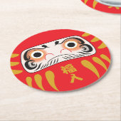 Japans daruma (twee ogen) ronde kartonnen onderzetter (Gebogen)
