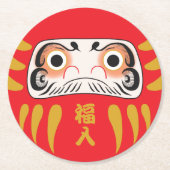 Japans daruma (twee ogen) ronde kartonnen onderzetter (Voorkant)