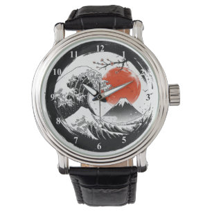 Japans De Grote Golf, Mount Fuji, Sakura Horloge