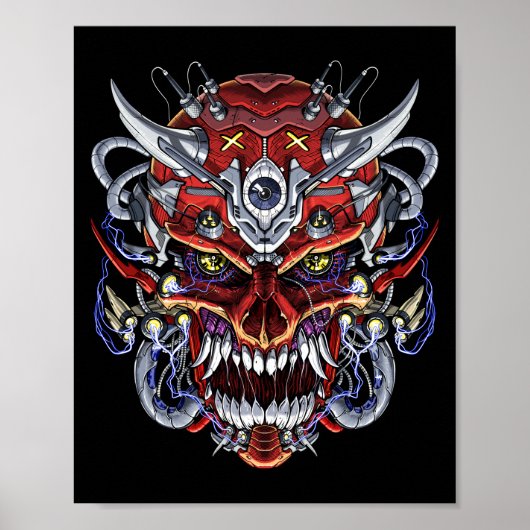 Japans demon schedelmasker poster (Voorkant)