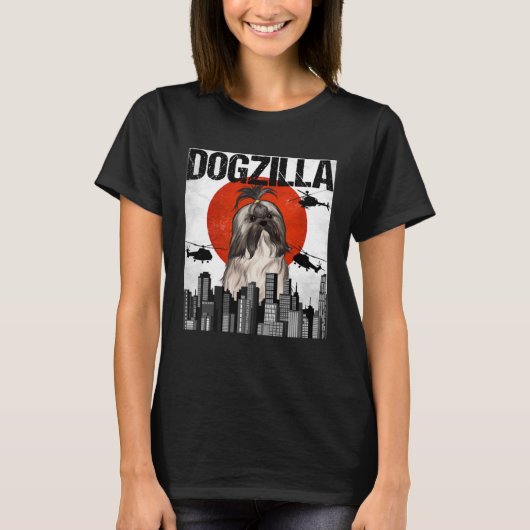  Japans Dogzilla Lhasa Apsos T-shirt (Voorkant)