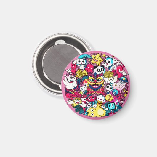 Japans Doodle Kunst Magneet (Voorkant / Achterkant)