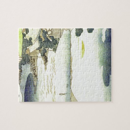  Japans dorp door Zee Woodblock Art Legpuzzel (Horizontaal)