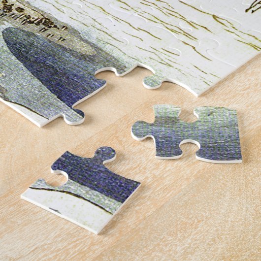  Japans dorp door Zee Woodblock Art Legpuzzel (Zijkant)