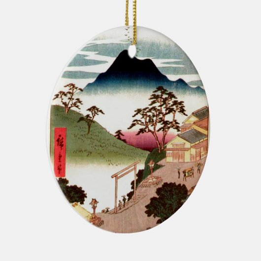 Japans dorp met berg keramisch ornament (Rechts)